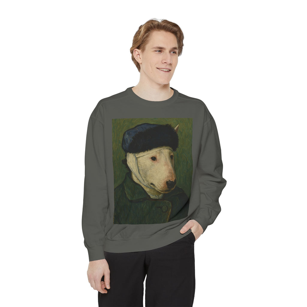 Bull Terrier Self-Portrait with Bandaged Ear — after Vincent van Gogh, 1889 | Crewneck