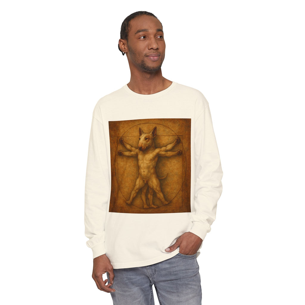 Bull Terrier Vitruvian Man — after Leonardo da Vinci, c.1490 | Long Sleeve