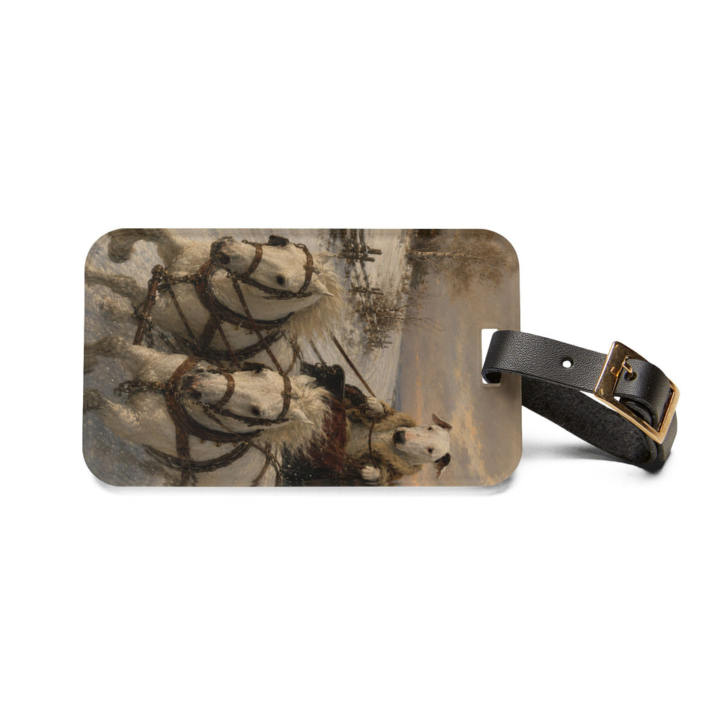 Bull Terrier Sleigh Ride — after Alfred Wierusz-Kowalski, c.1890 | Luggage Tag
