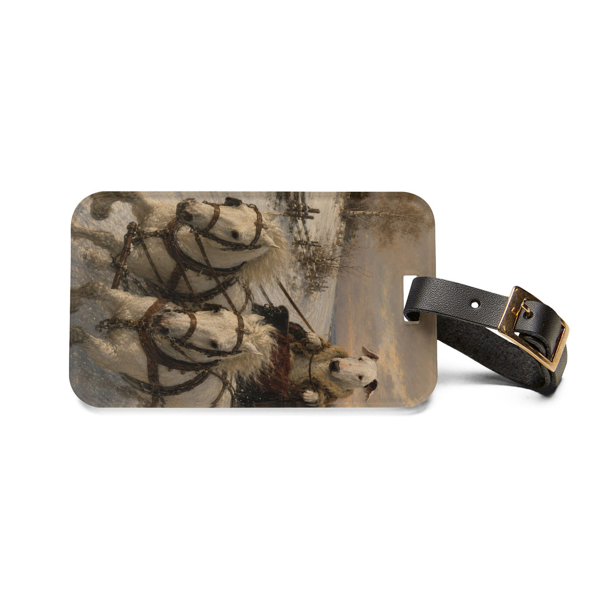 Bull Terrier Sleigh Ride — after Alfred Wierusz-Kowalski, c.1890 | Luggage Tag