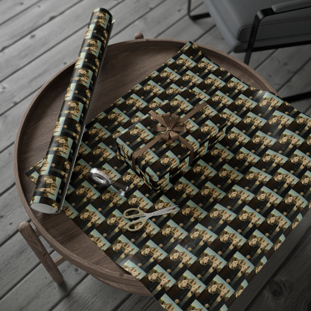 Bull Terrier American Gothic — after Grant Wood, 1930 | Wrapping Paper