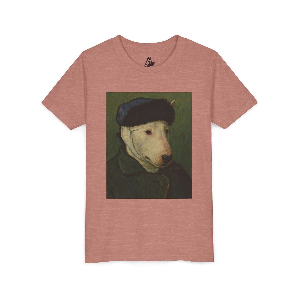Bull Terrier Self-Portrait with Bandaged Ear — after Vincent van Gogh, 1889 | Youth Tee