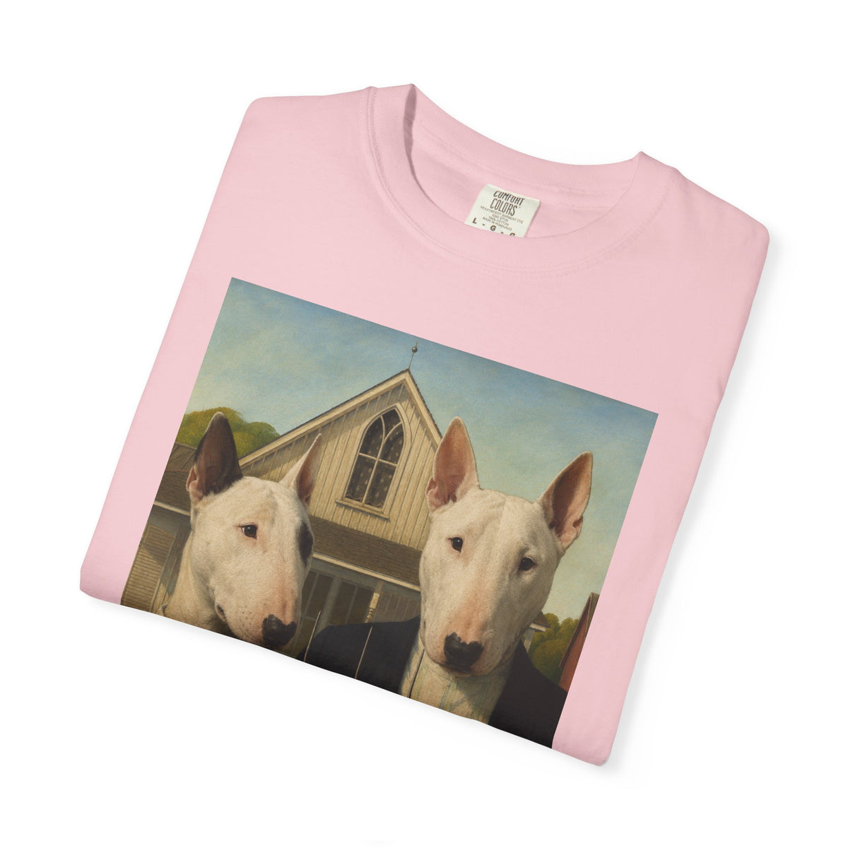 Bull Terrier American Gothic — after Grant Wood, 1930 | Garment-Dyed Tee