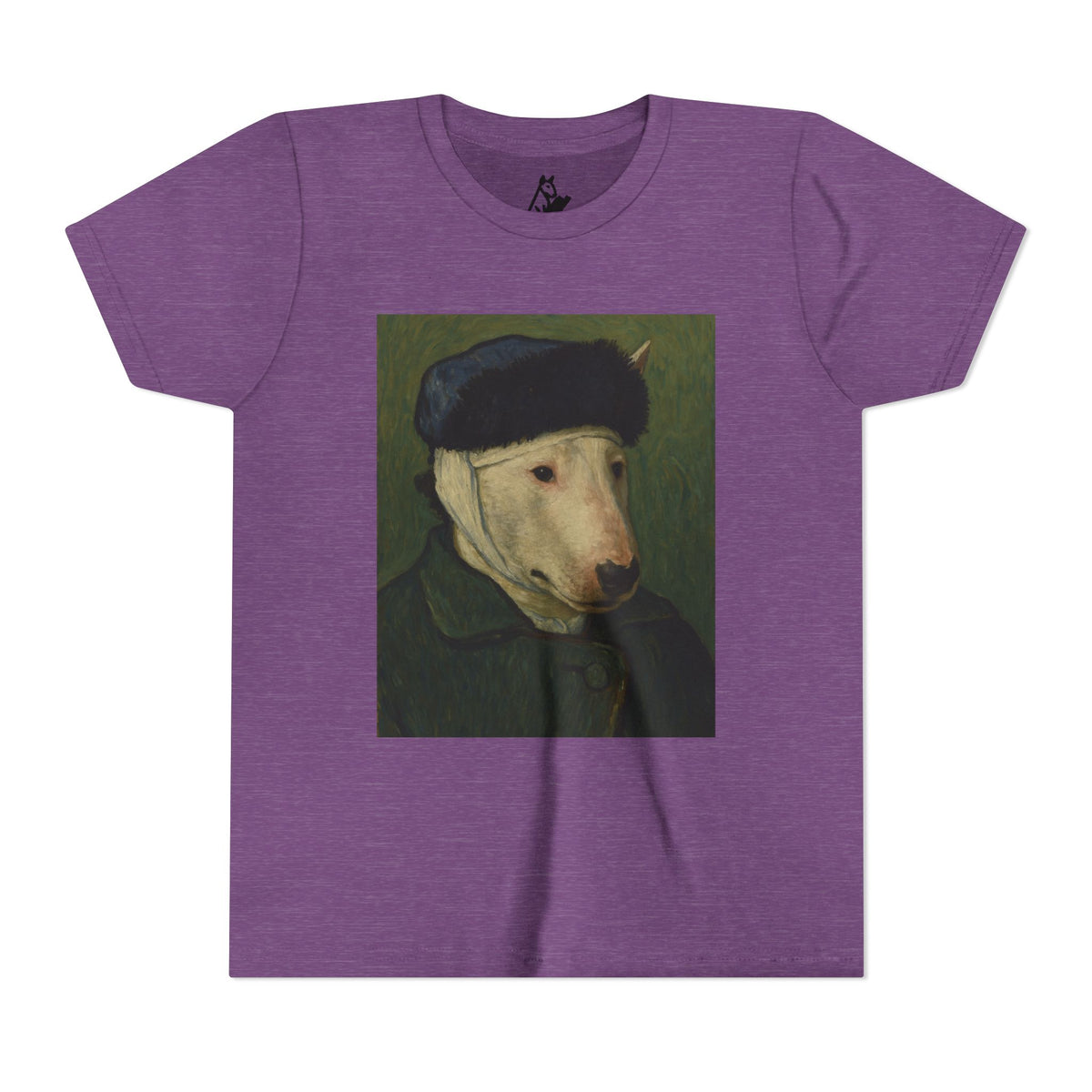Bull Terrier Self-Portrait with Bandaged Ear — after Vincent van Gogh, 1889 | Youth Tee
