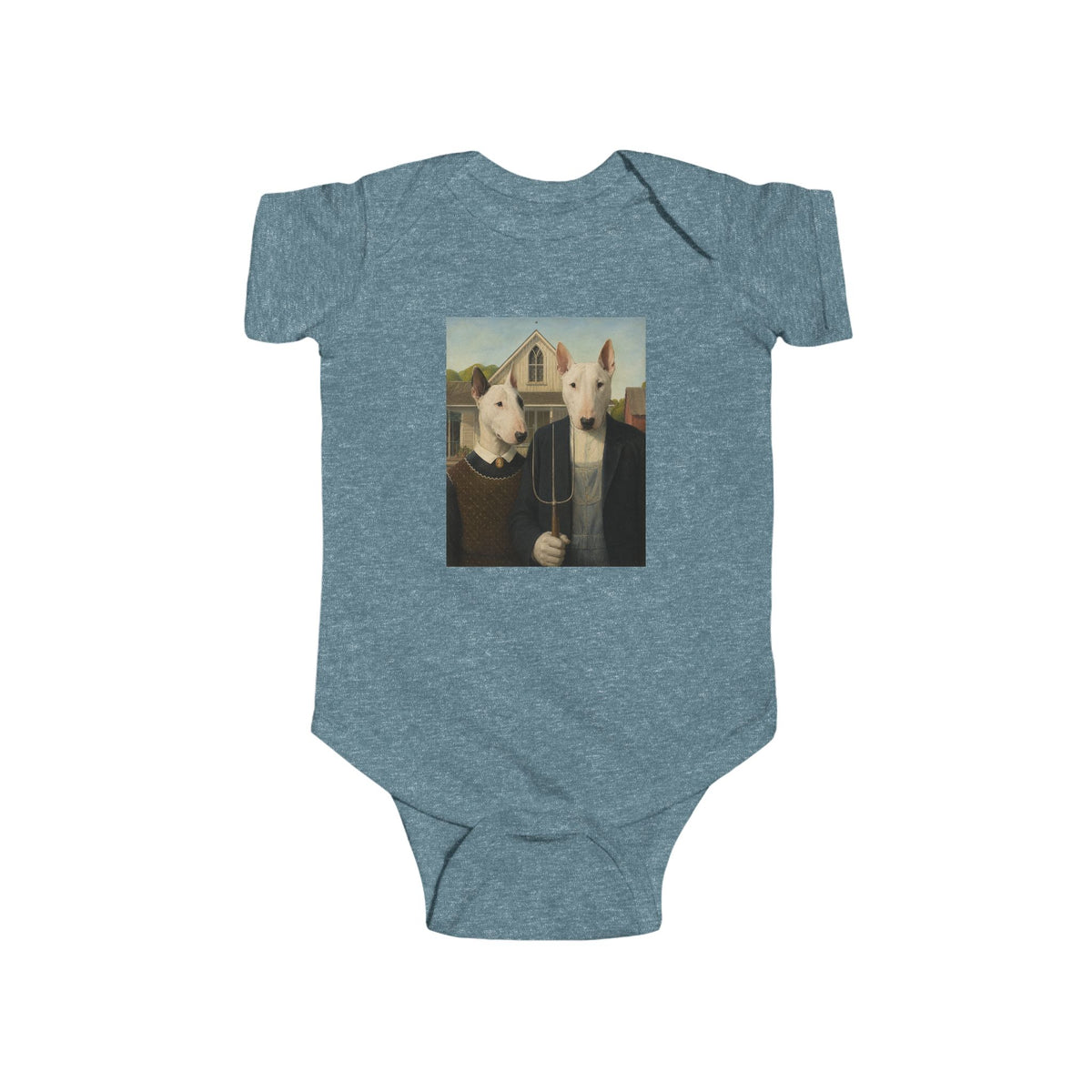 Bull Terrier American Gothic — after Grant Wood, 1930 | Bodysuit