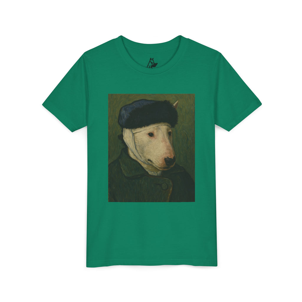 Bull Terrier Self-Portrait with Bandaged Ear — after Vincent van Gogh, 1889 | Youth Tee