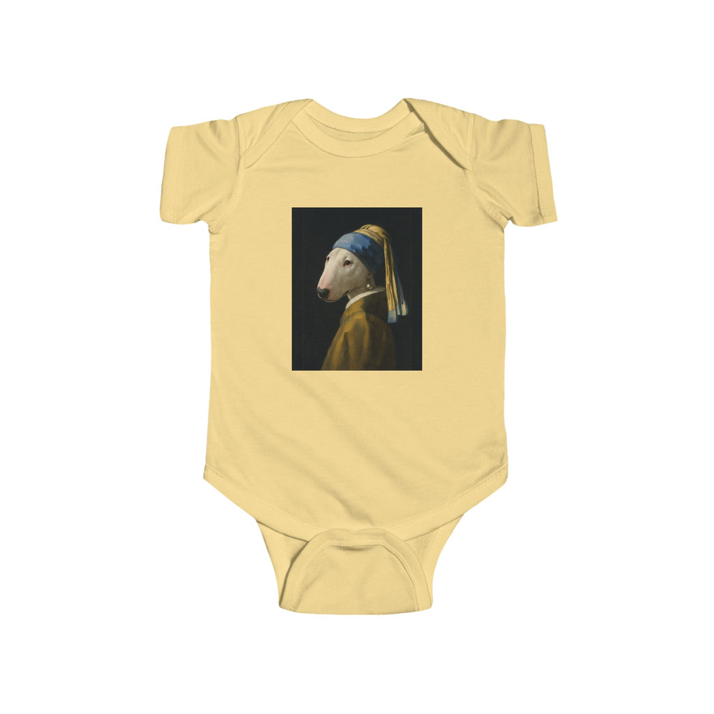 Bull Terrier Girl with a Pearl Earring — after Johannes Vermeer, c.1665 | Bodysuit