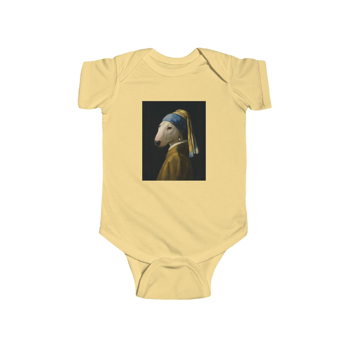 Bull Terrier Girl with a Pearl Earring — after Johannes Vermeer, c.1665 | Bodysuit