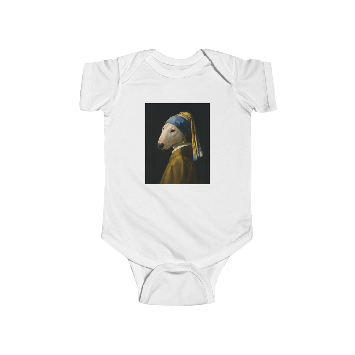 Bull Terrier Girl with a Pearl Earring — after Johannes Vermeer, c.1665 | Bodysuit