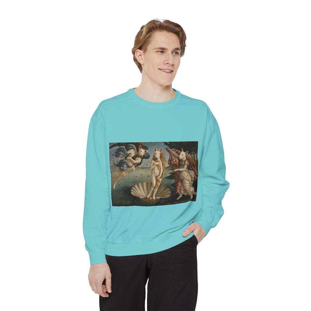Bull Terrier The Birth of Venus — after Sandro Botticelli, c.1485 | Crewneck