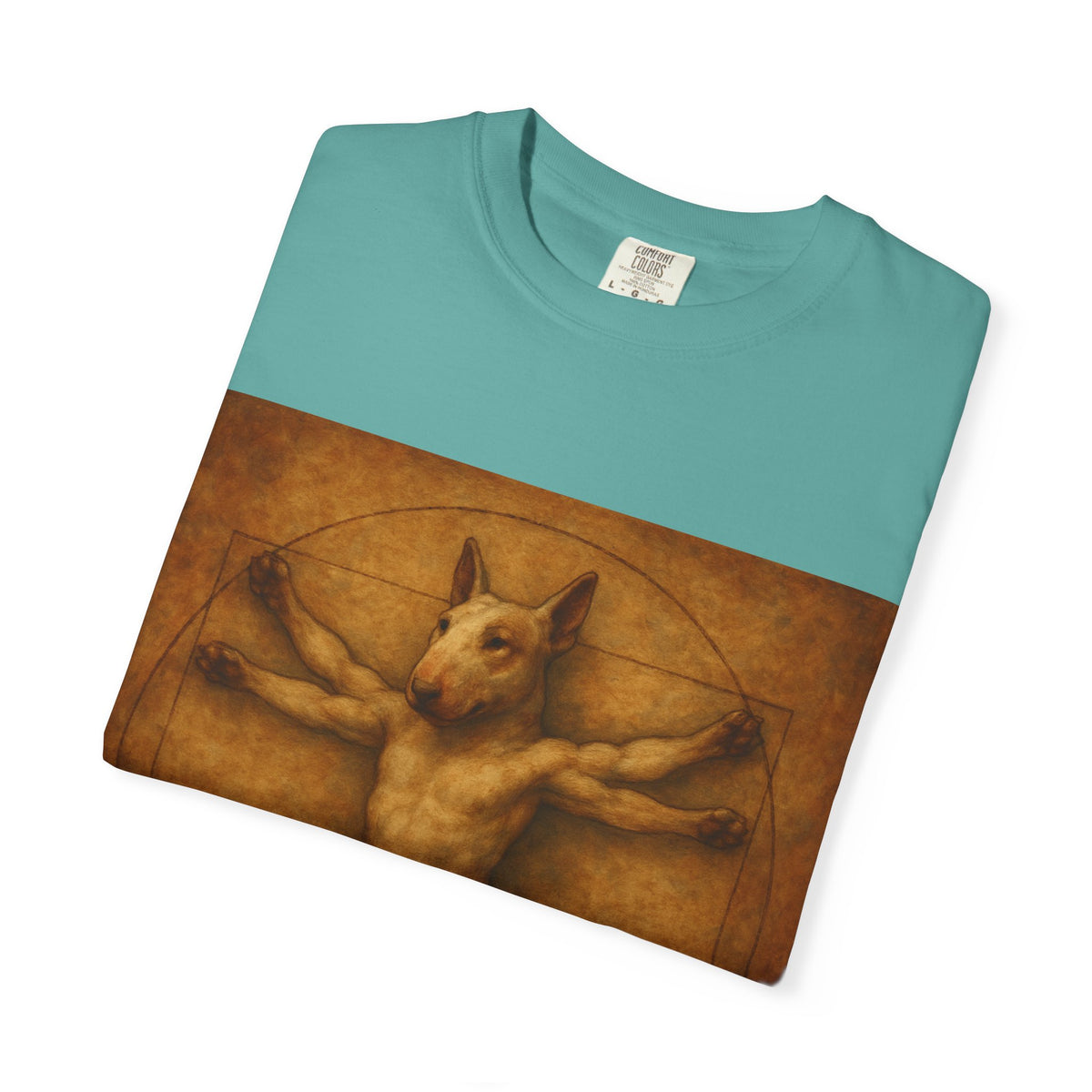 Bull Terrier Vitruvian Man — after Leonardo da Vinci, c.1490 | Garment-Dyed Tee