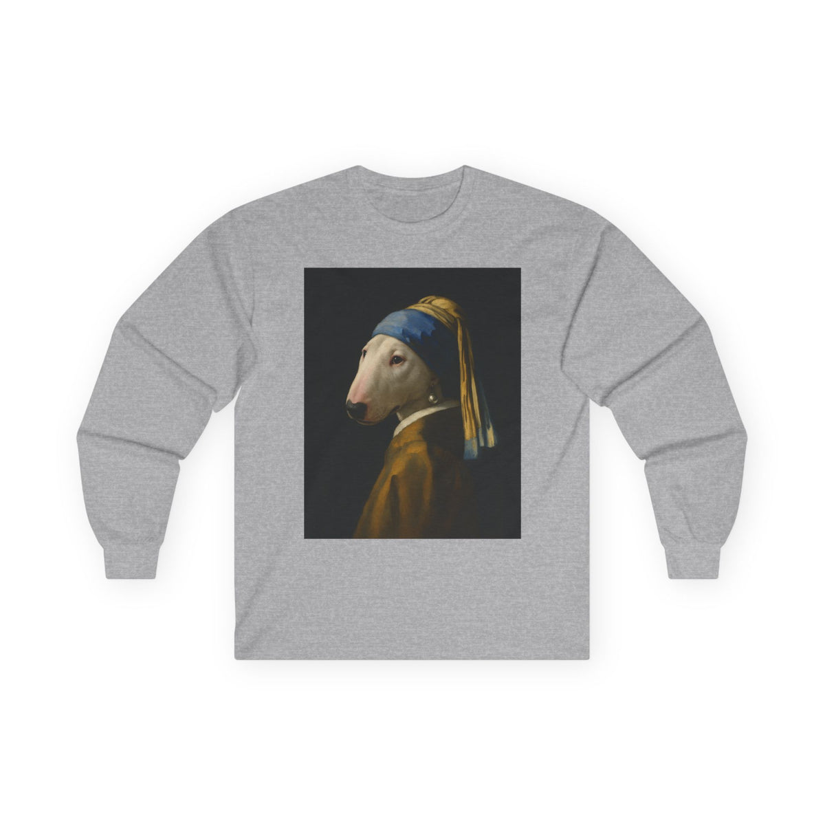 Bull Terrier Girl With A Pearl Earring — after Johannes Vermeer, c.1665 | Long Sleeve