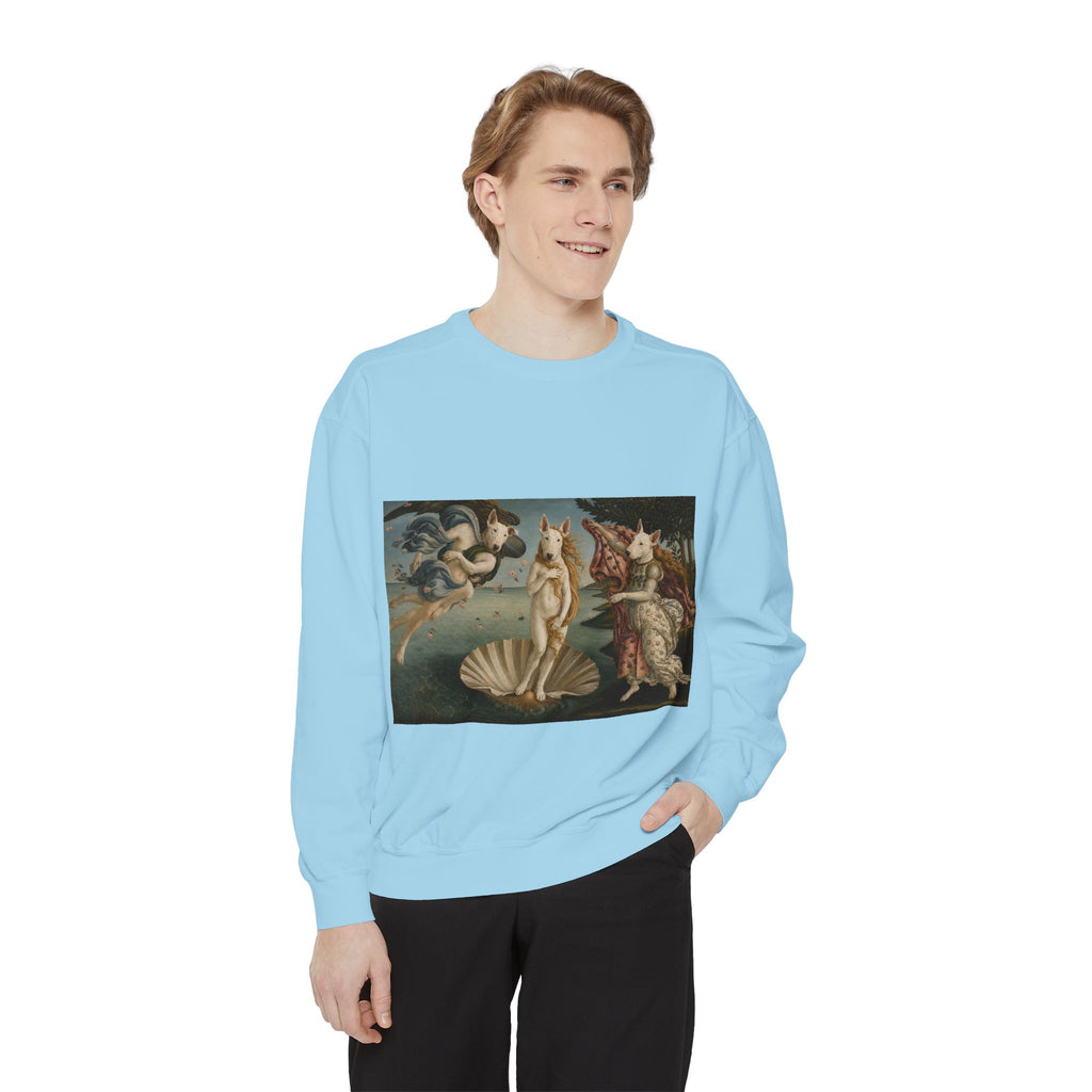 Bull Terrier The Birth of Venus — after Sandro Botticelli, c.1485 | Crewneck