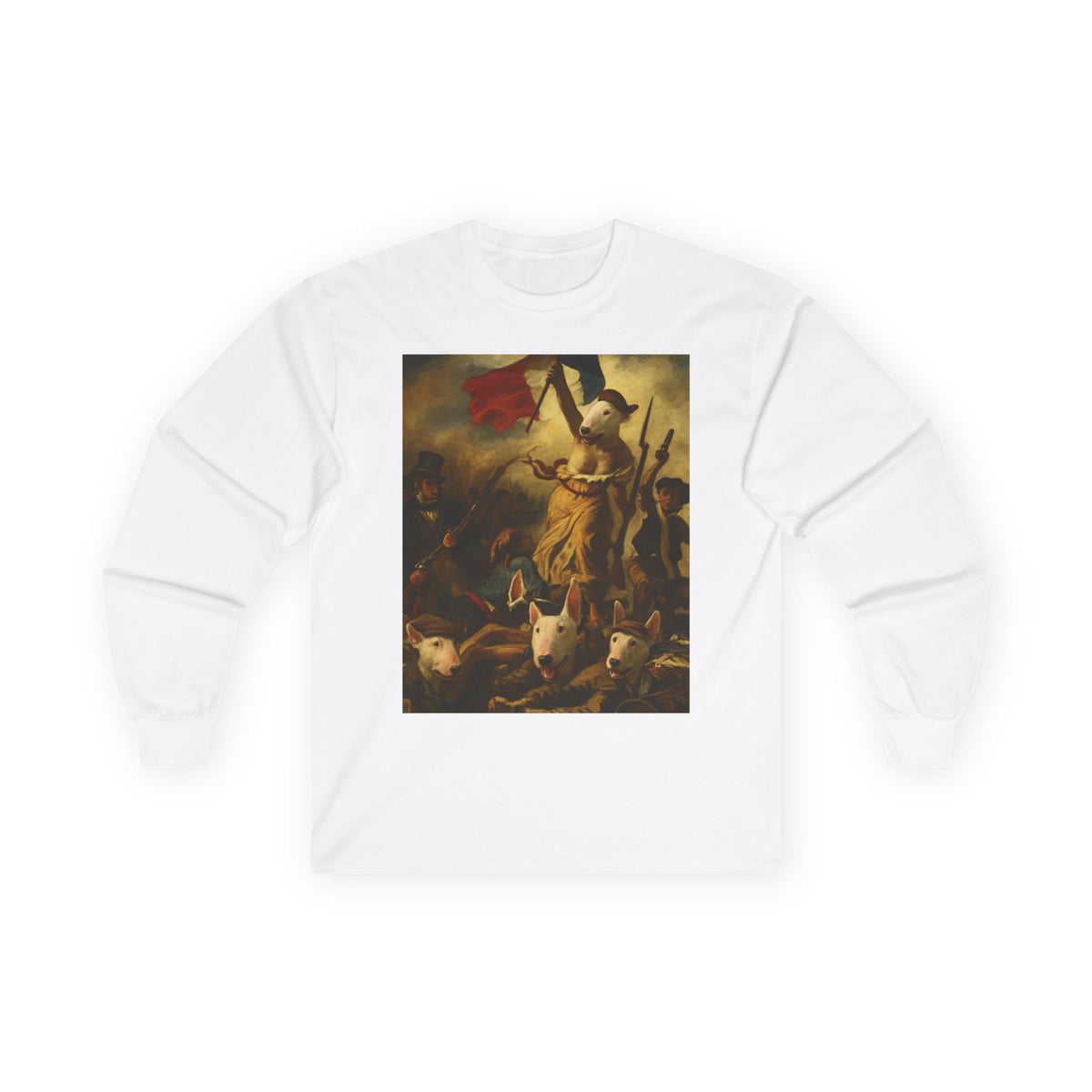 Bull Terrier Liberty Leading The People — after Eugene Delacroix, 1830 | Long Sleeve