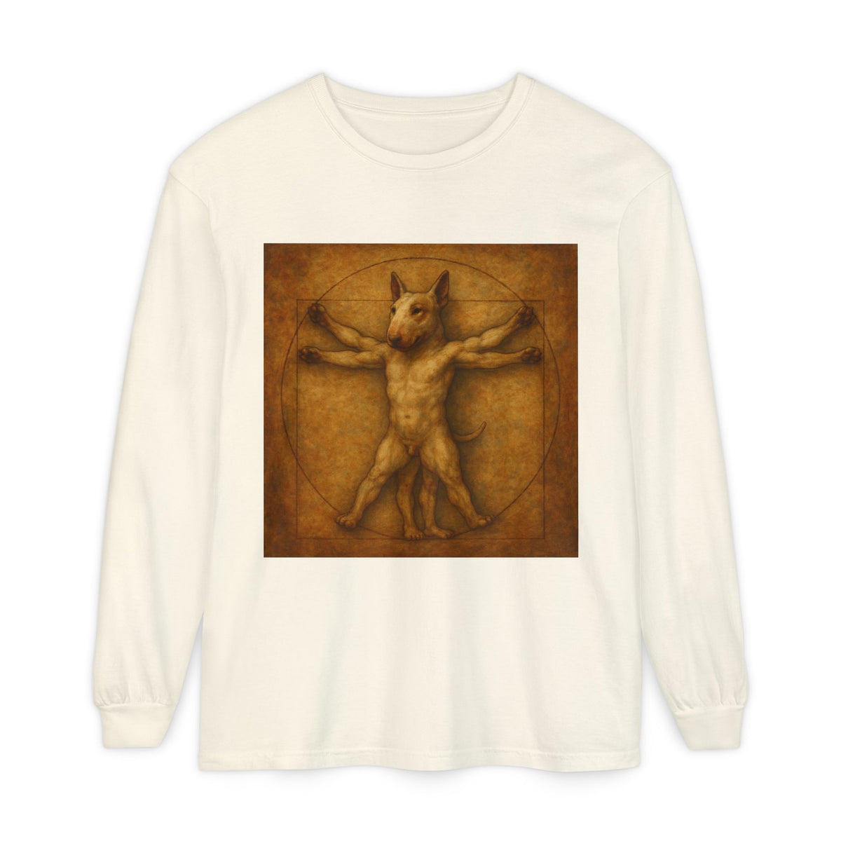 Bull Terrier Vitruvian Man — after Leonardo da Vinci, c.1490 | Long Sleeve