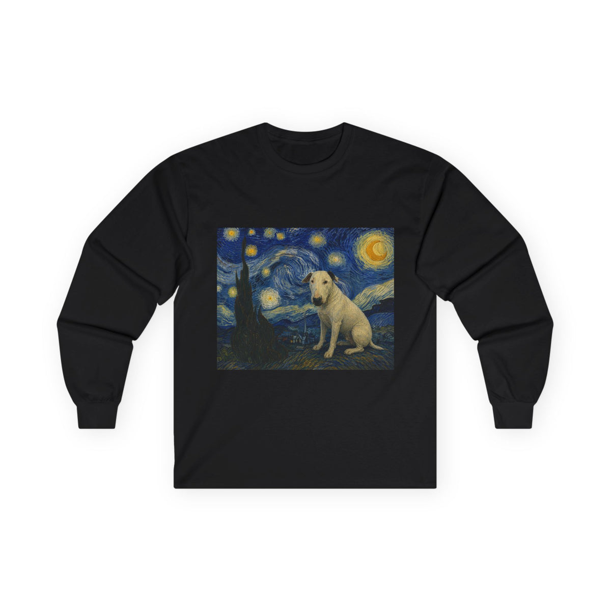 Bull Terrier Starry Night — after Vincent van Gogh, 1889 | Long Sleeve