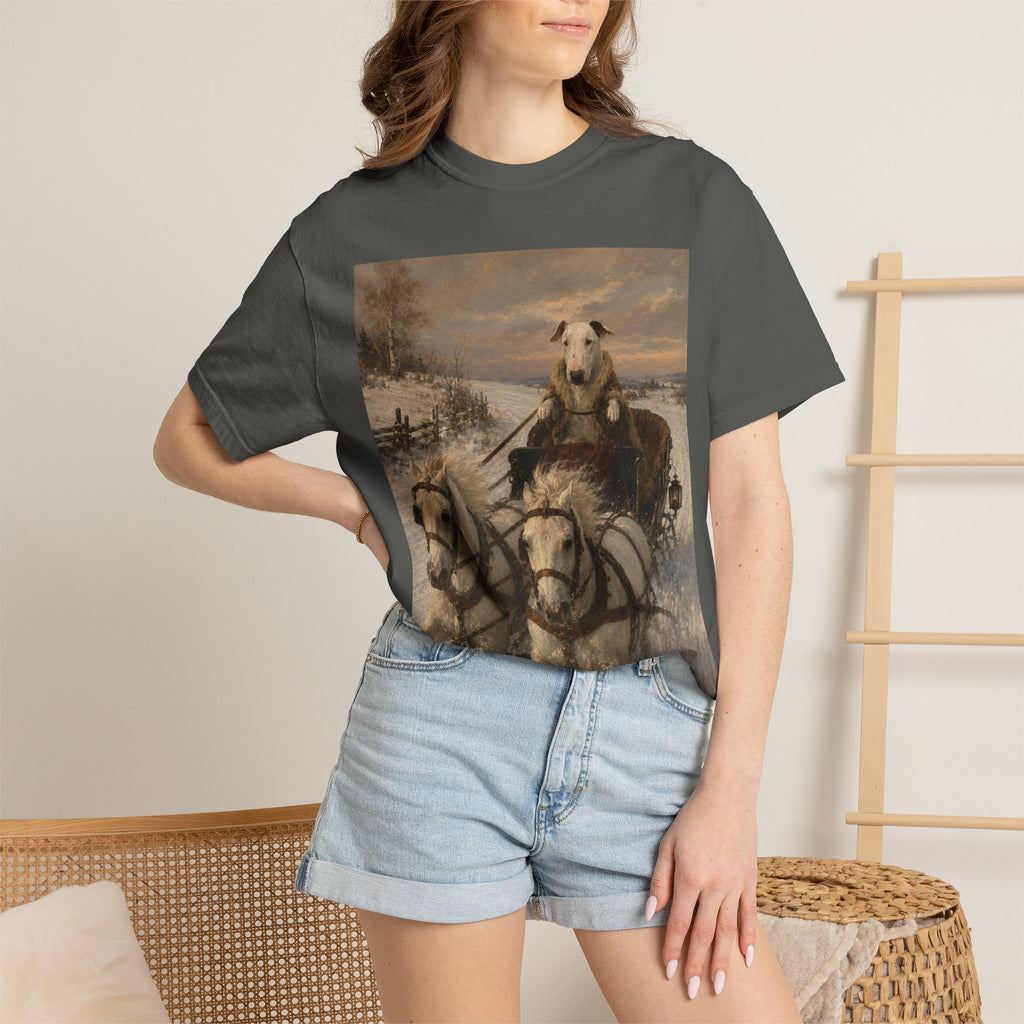 Bull Terrier Sleigh Ride — after Alfred Wierusz-Kowalski, c.1890 | Garment-Dyed Tee