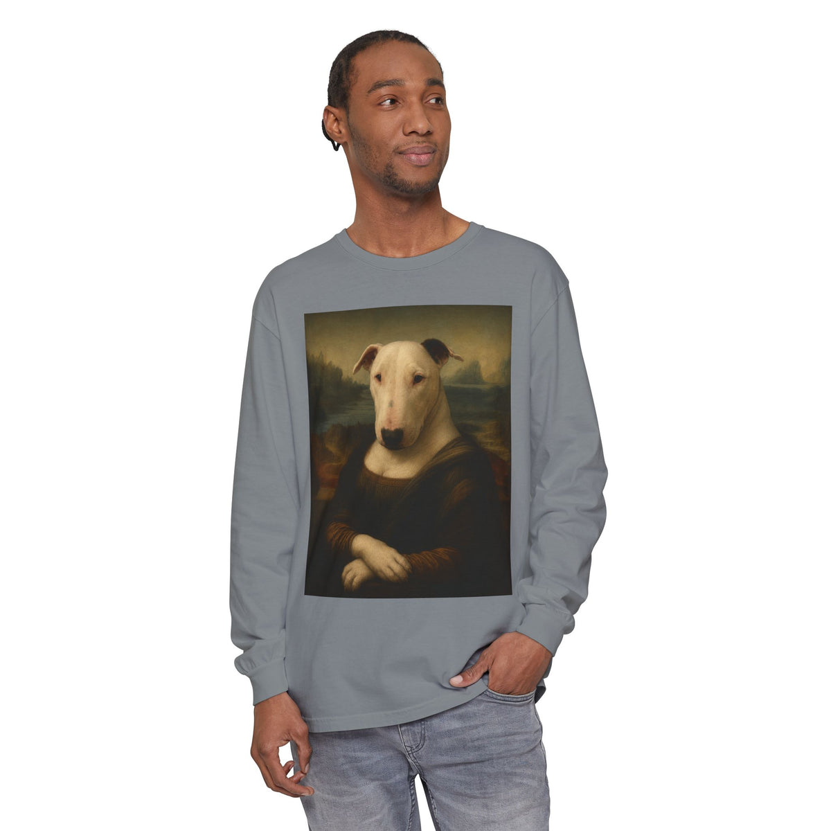 Bull Terrier Mona Lisa — after Leonardo da Vinci, c.1503 | Long Sleeve