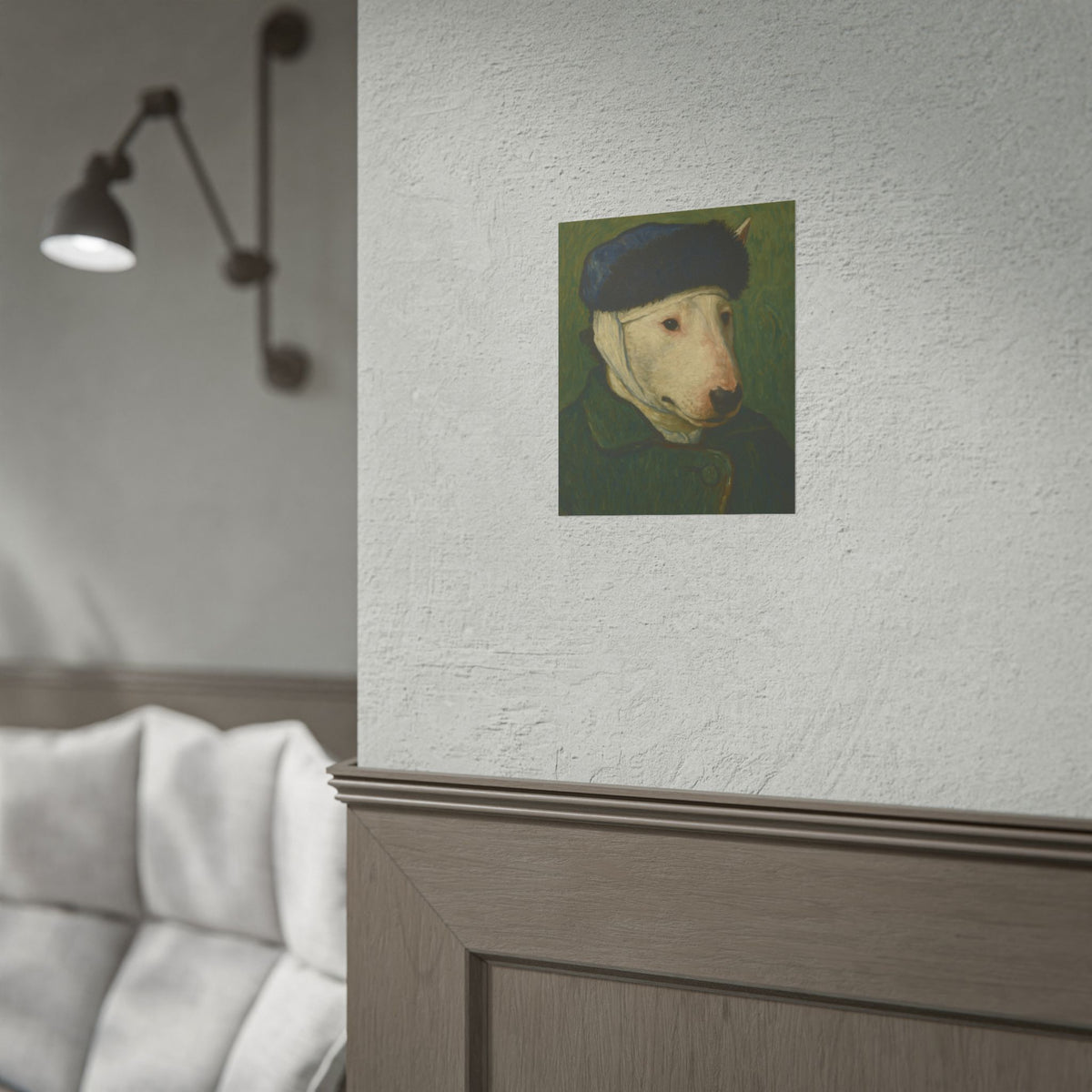 Bull Terrier Self Portrait Bandaged Ear — after Vincent van Gogh, 1889 | Print