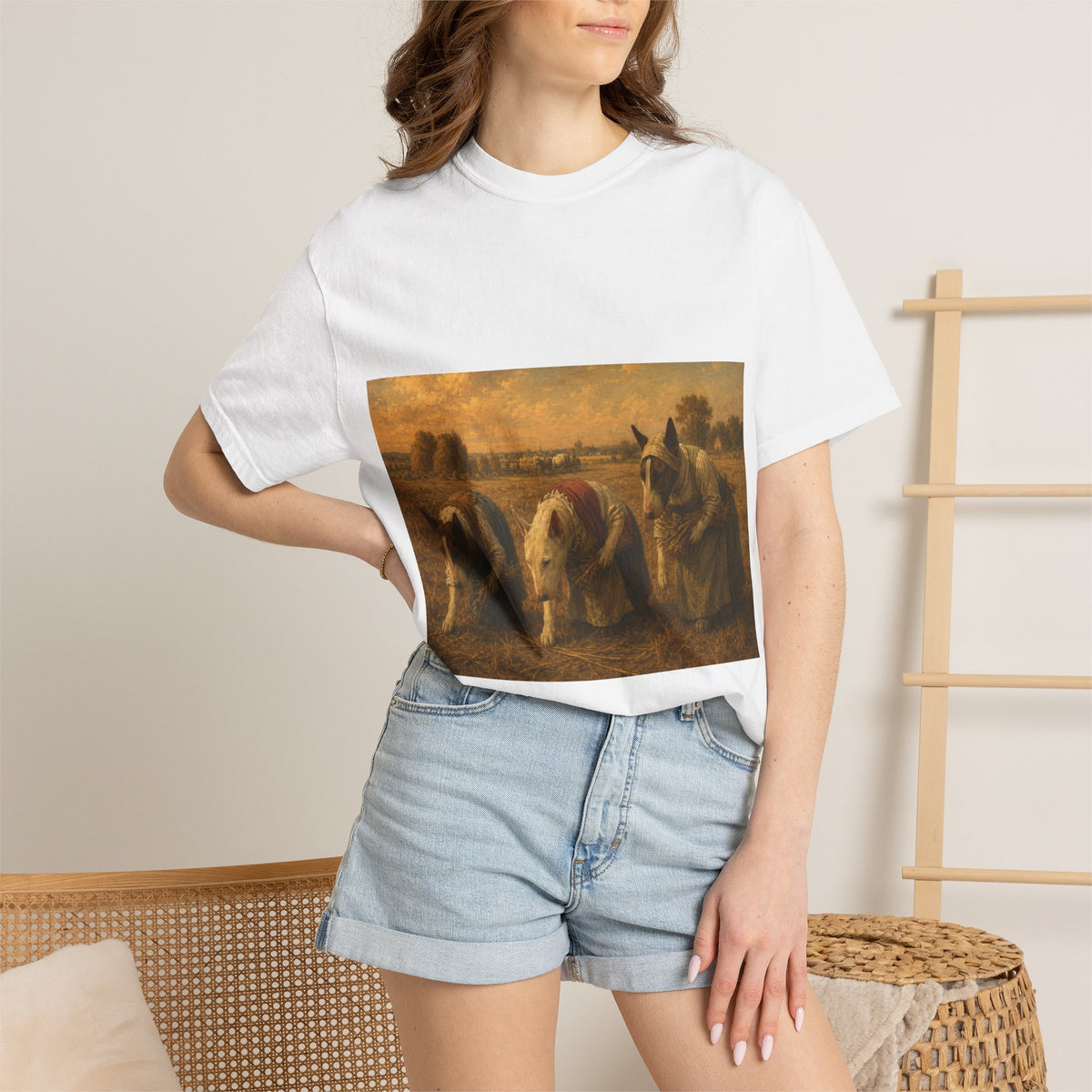 Bull Terrier The Gleaners — after Jean-Francois Millet, 1857 | Garment-Dyed Tee
