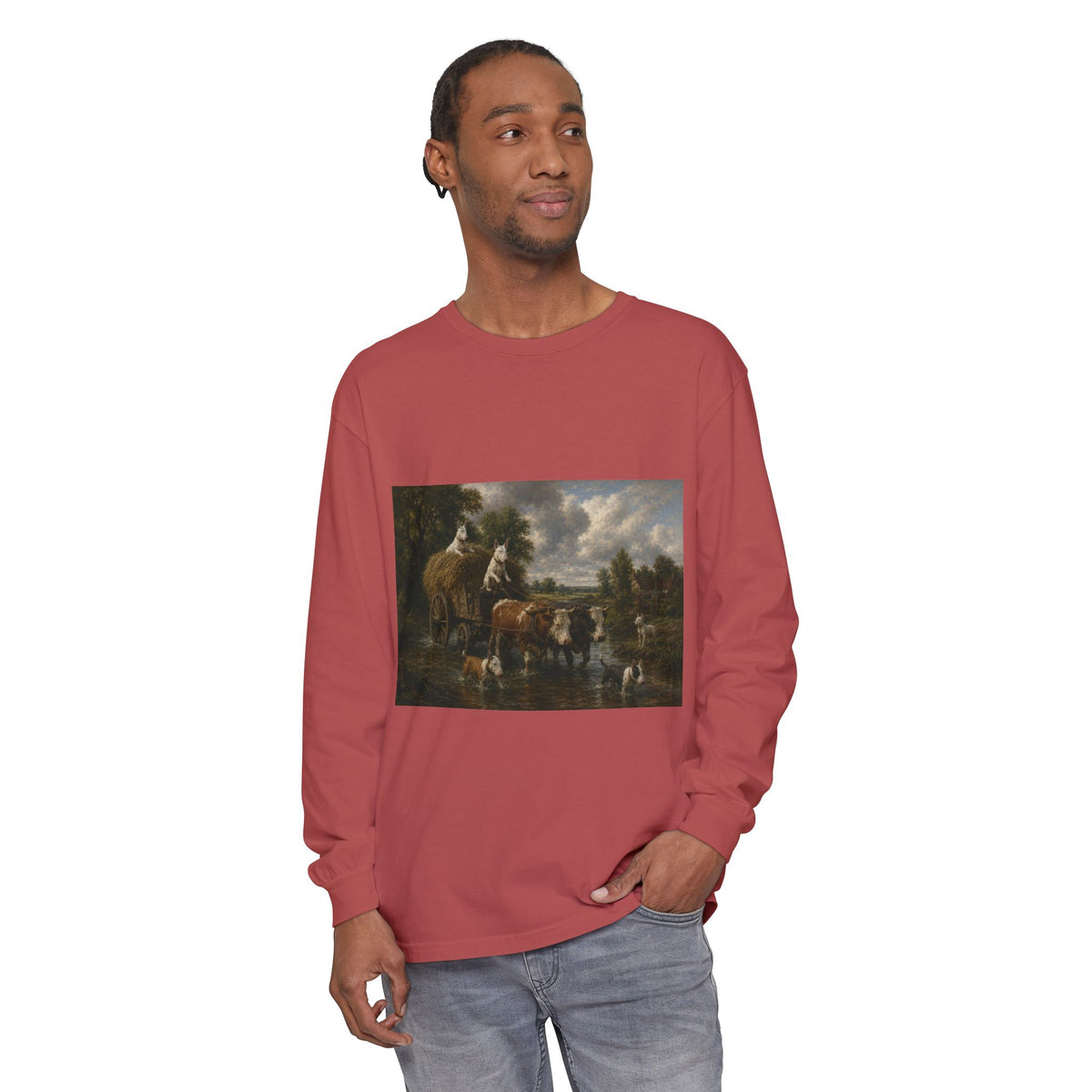 Bull Terrier The Hay Wain — after John Constable, 1821 | Long Sleeve