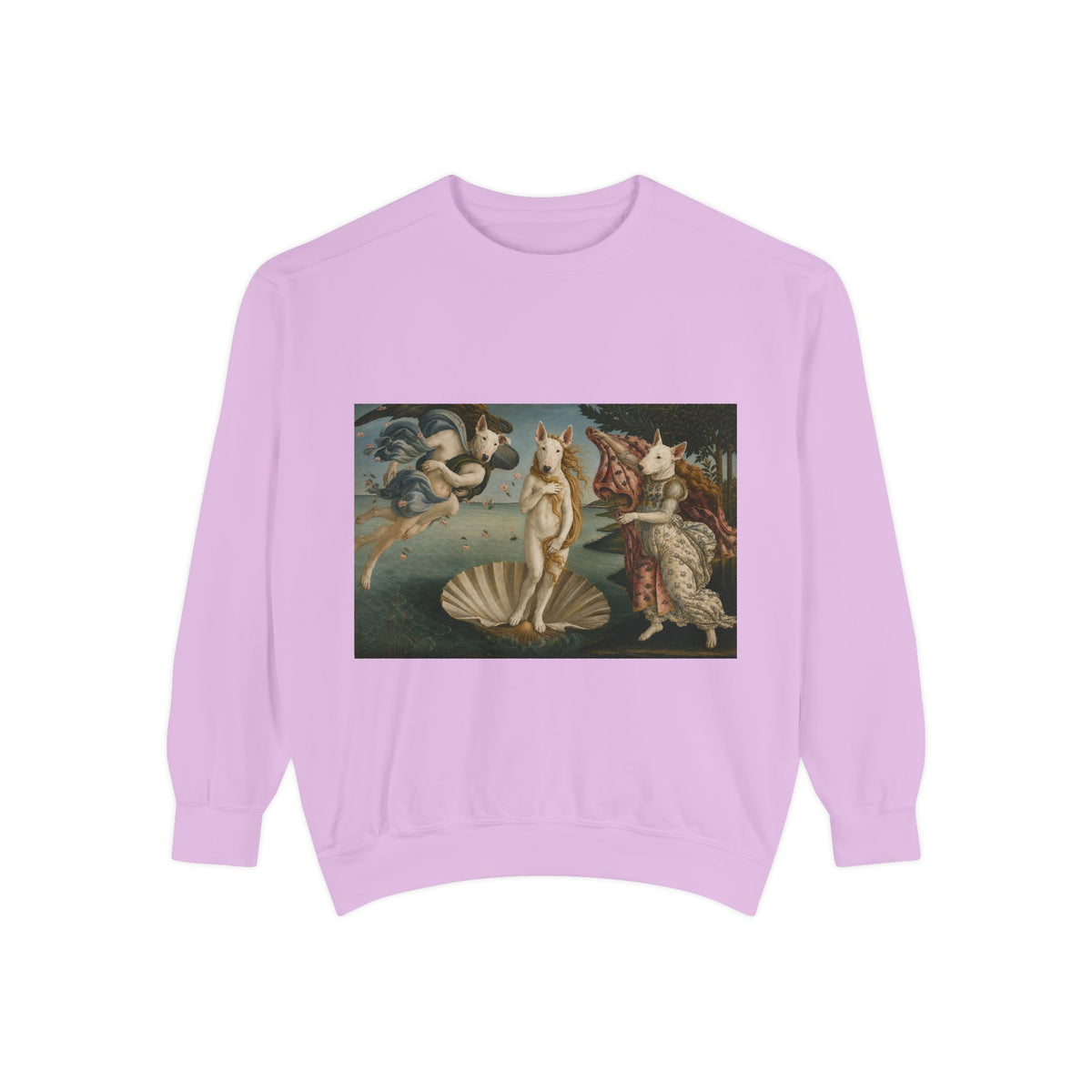 Bull Terrier The Birth of Venus — after Sandro Botticelli, c.1485 | Crewneck