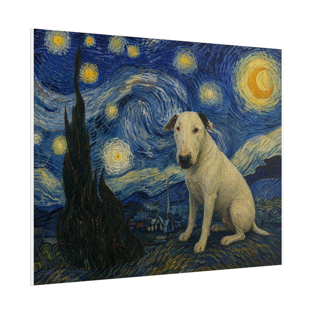 Bull Terrier Starry Night — after Vincent van Gogh, 1889 | Print