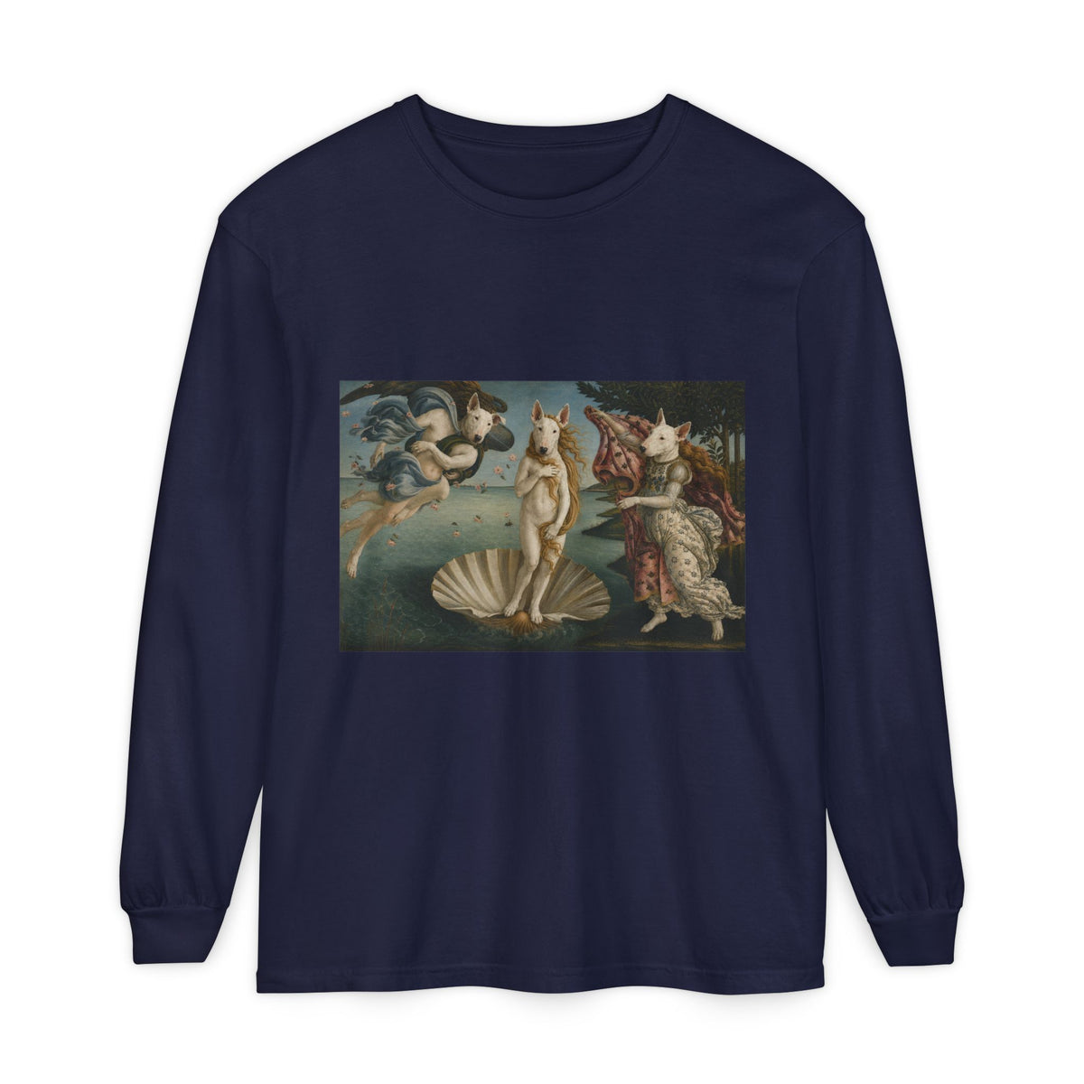Bull Terrier The Birth of Venus — after Sandro Botticelli, c.1485 | Long Sleeve