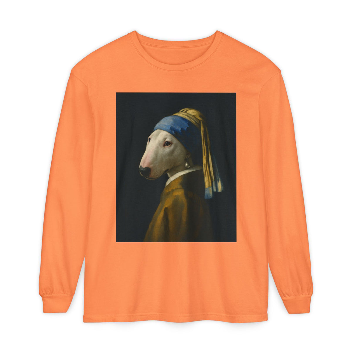 Bull Terrier Girl with a Pearl Earring — after Johannes Vermeer, c.1665 | Long Sleeve