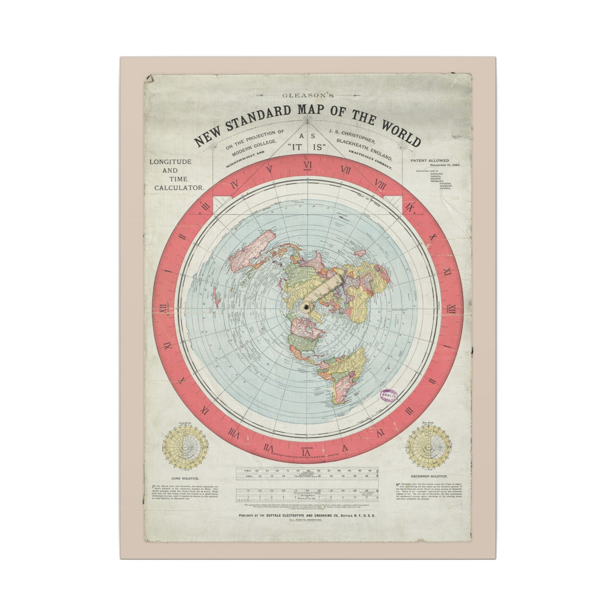 Gleason's New Standard Map of the World, 1892 | Canvas