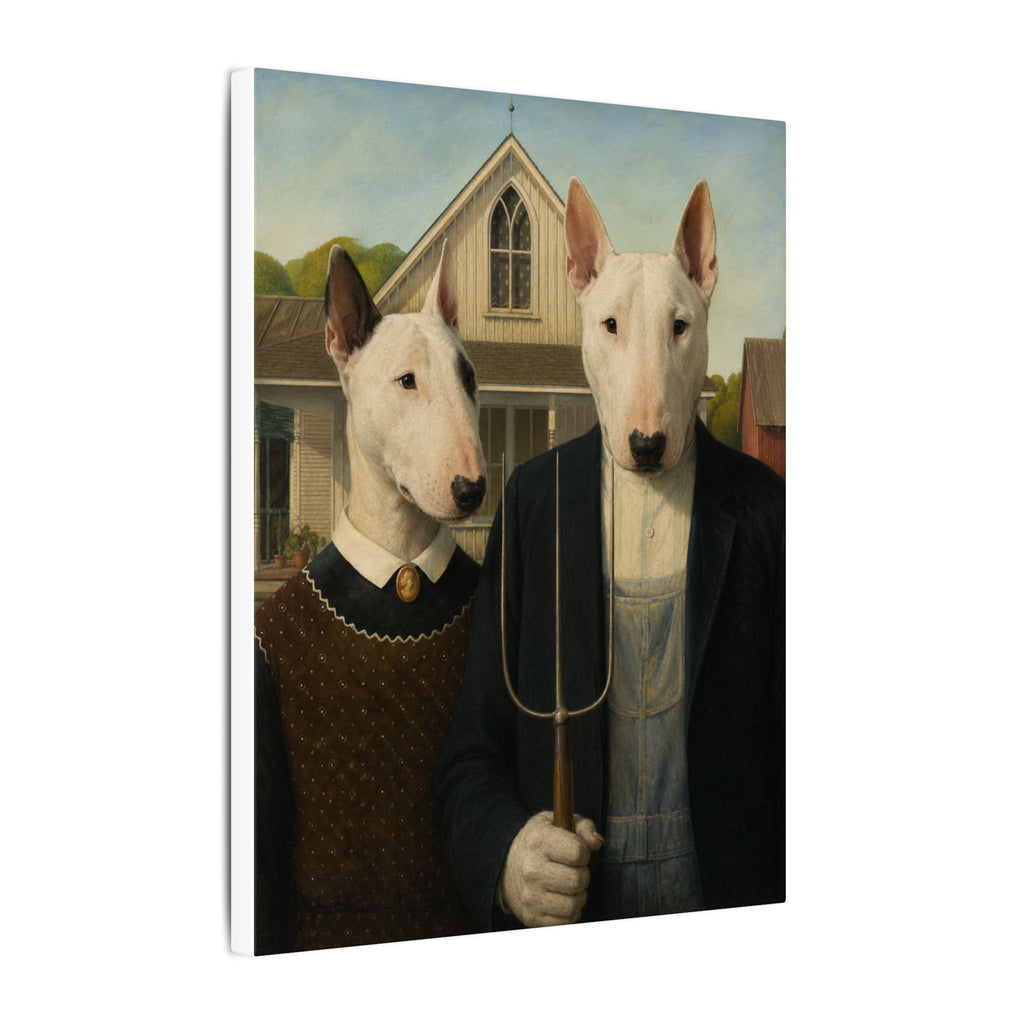 Bull Terrier American Gothic — after Grant Wood, 1930 | Canvas