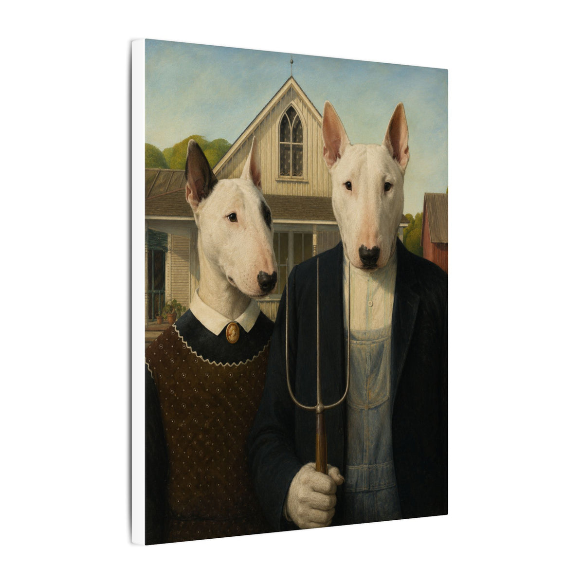Bull Terrier American Gothic — after Grant Wood, 1930 | Canvas