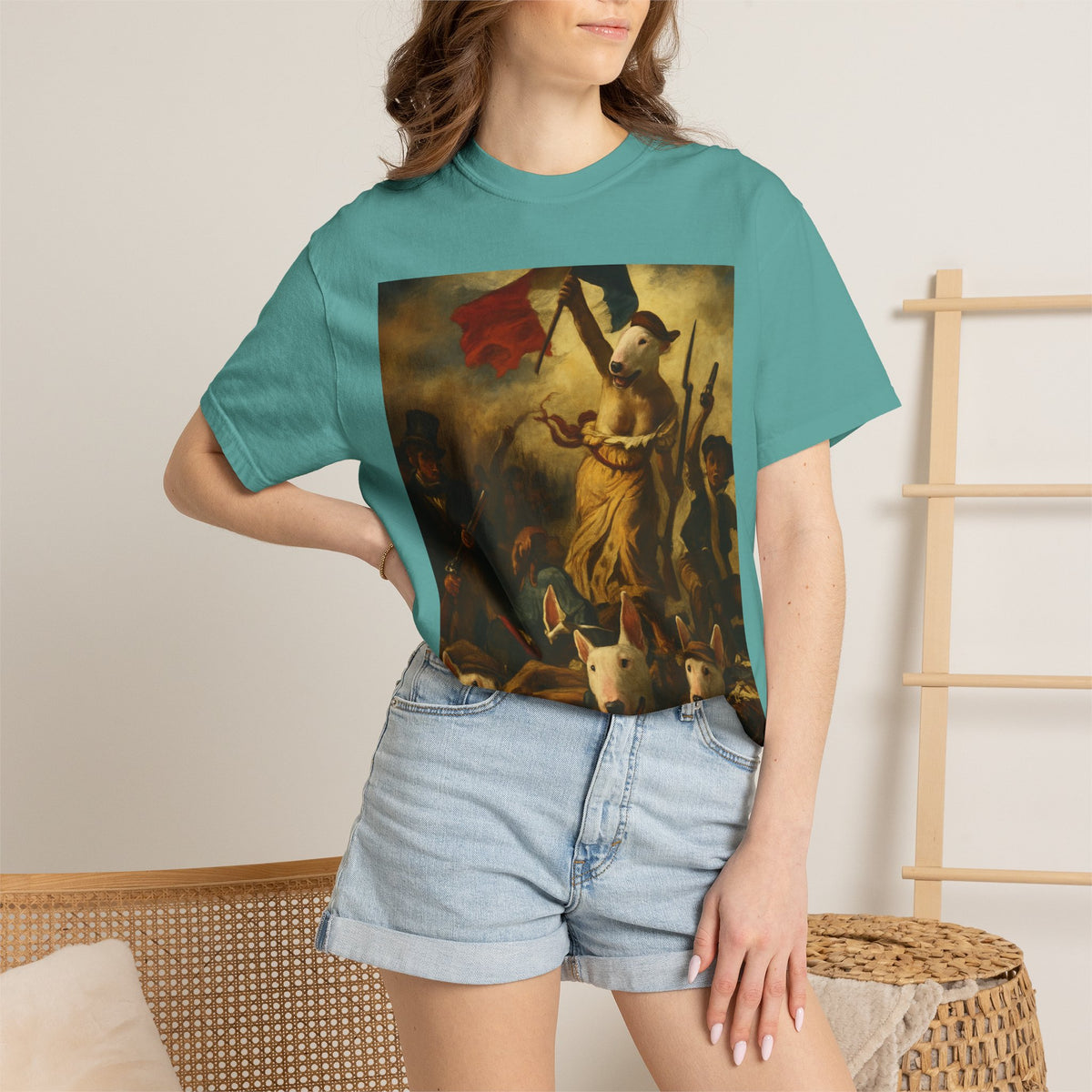Bull Terrier Liberty Leading the People — after Eugene Delacroix, 1830 | Garment-Dyed Tee