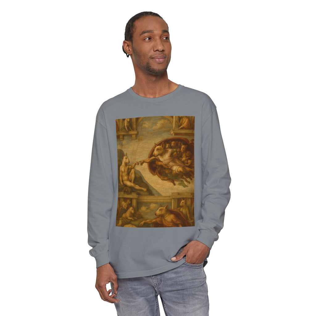 Bull Terrier The Creation of Adam — after Michelangelo, 1512 | Long Sleeve