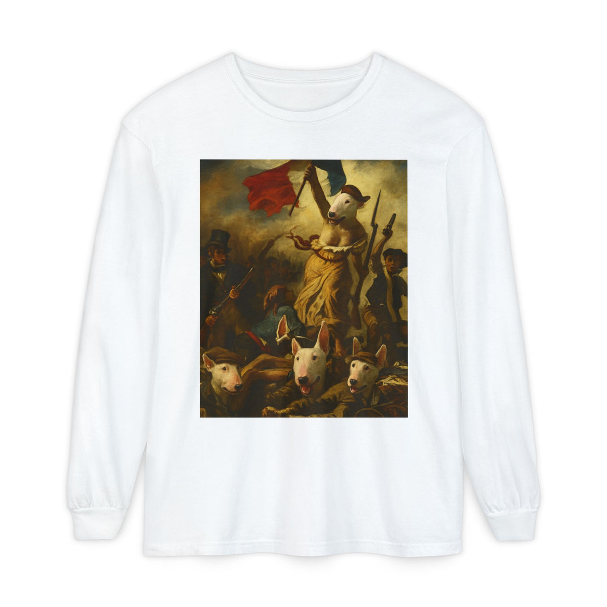 Bull Terrier Liberty Leading the People — after Eugene Delacroix, 1830 | Long Sleeve