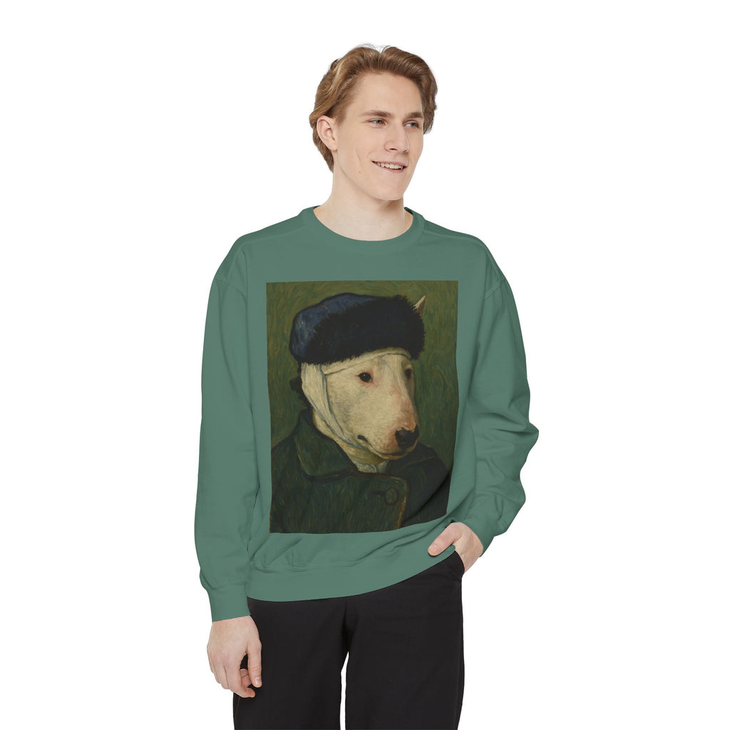 Bull Terrier Self-Portrait with Bandaged Ear — after Vincent van Gogh, 1889 | Crewneck