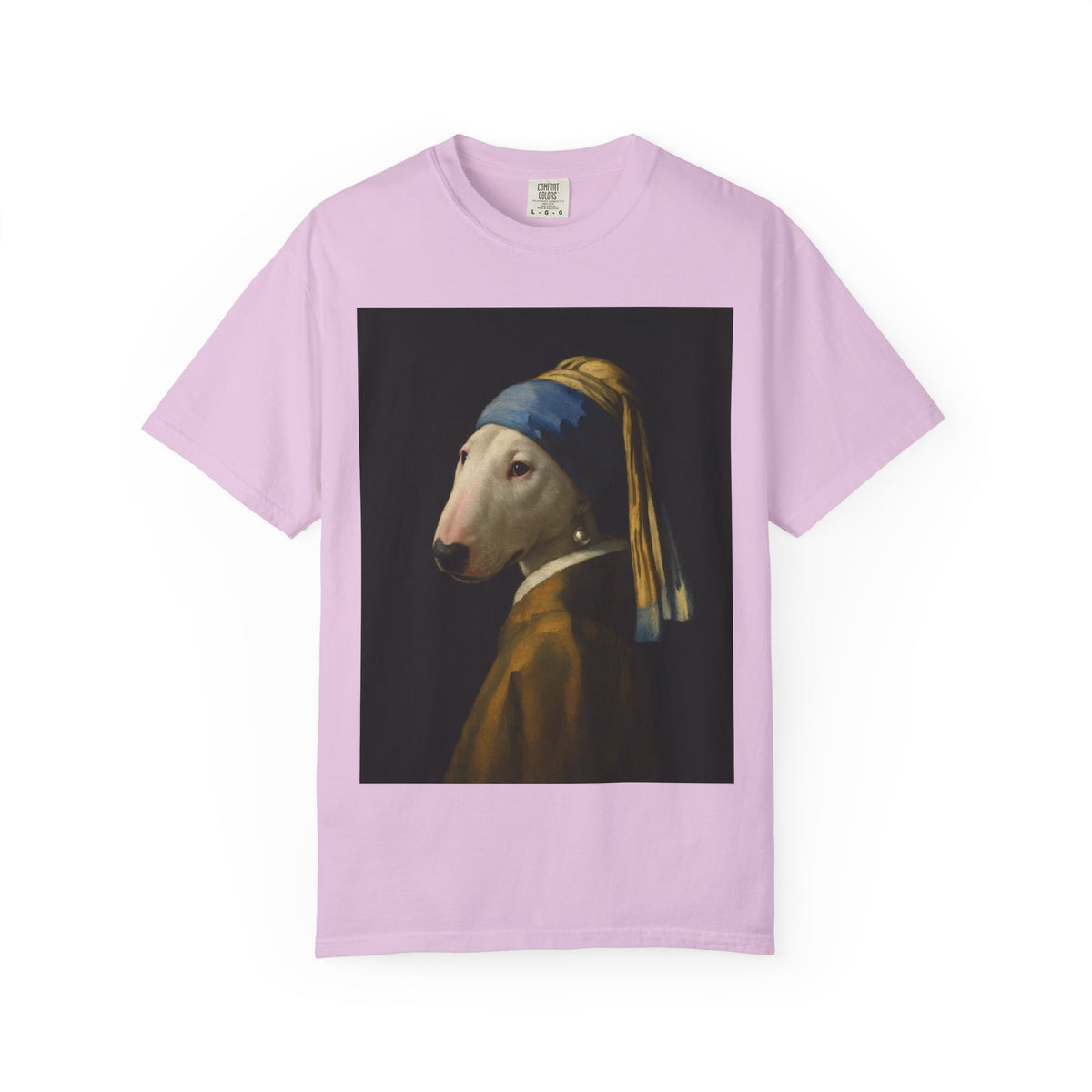 Bull Terrier Girl with a Pearl Earring — after Johannes Vermeer, c.1665 | Garment-Dyed Tee