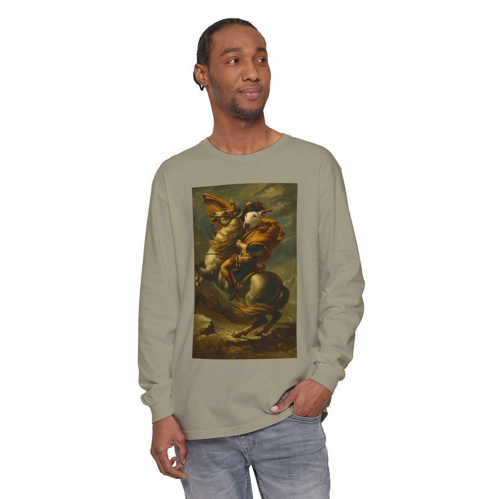 Bull Terrier Napoleon Crossing the Alps — after Jacques-Louis David, 1801 | Long Sleeve