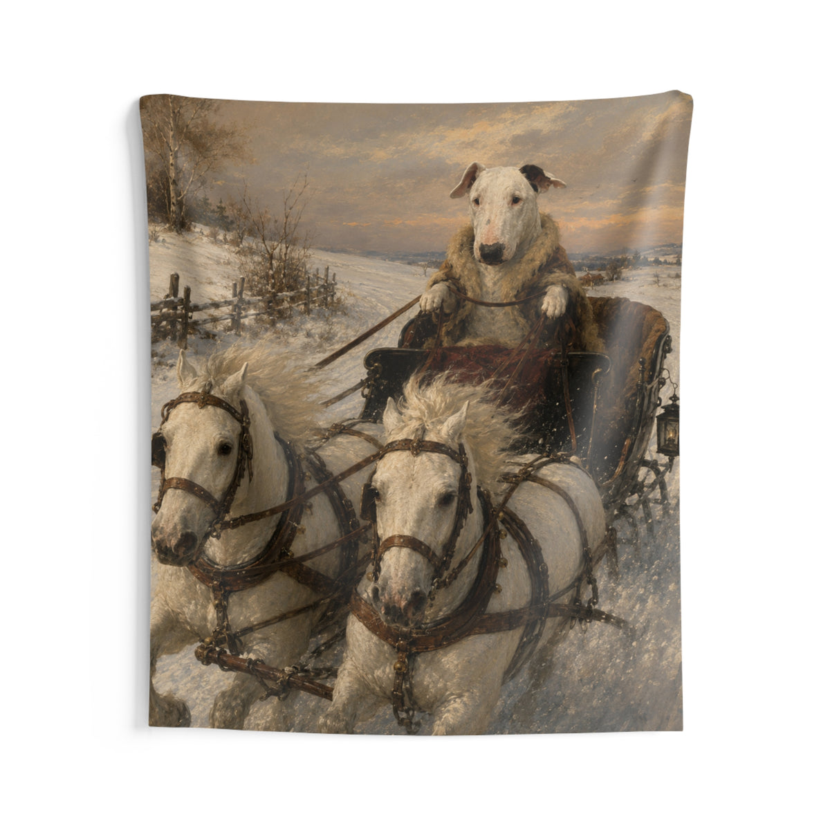 Bull Terrier Sleigh Ride — after Alfred Wierusz-Kowalski, c.1890 | Tapestry