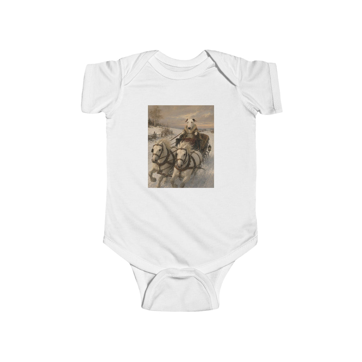 Bull Terrier Sleigh Ride — after Alfred Wierusz-Kowalski, c.1890 | Bodysuit