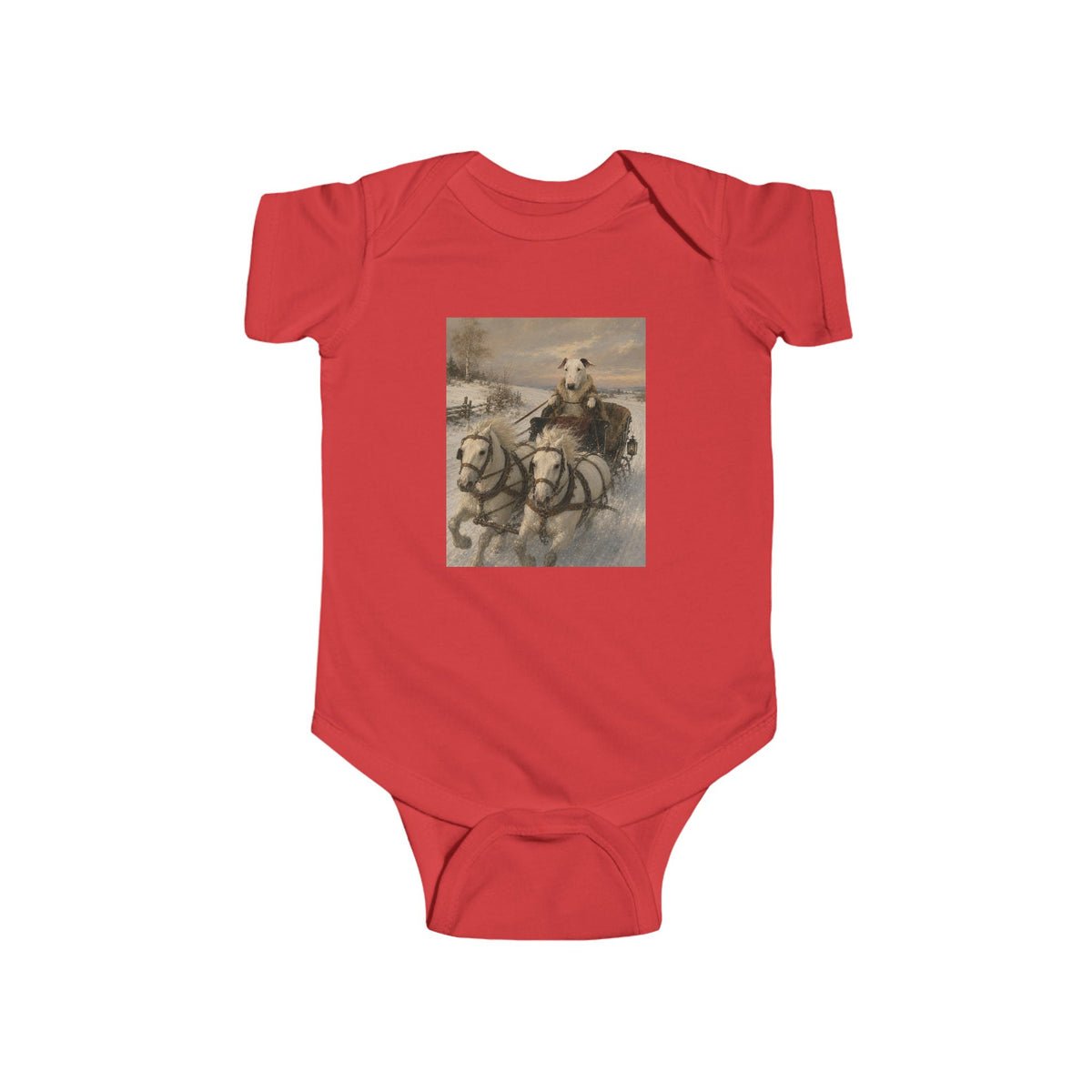 Bull Terrier Sleigh Ride — after Alfred Wierusz-Kowalski, c.1890 | Bodysuit