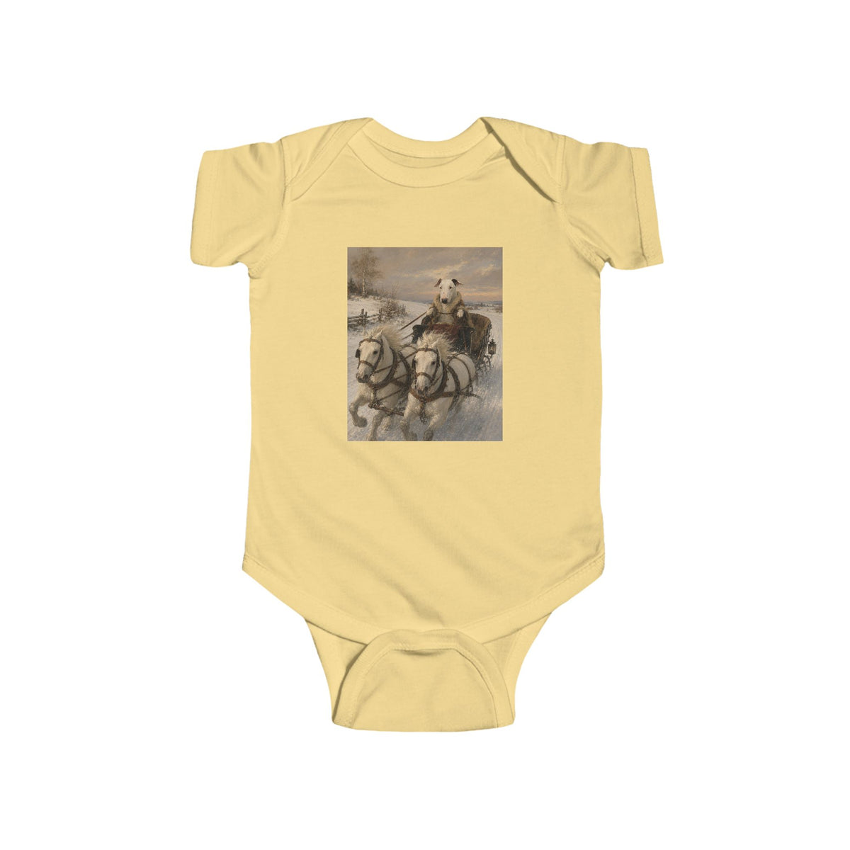 Bull Terrier Sleigh Ride — after Alfred Wierusz-Kowalski, c.1890 | Bodysuit