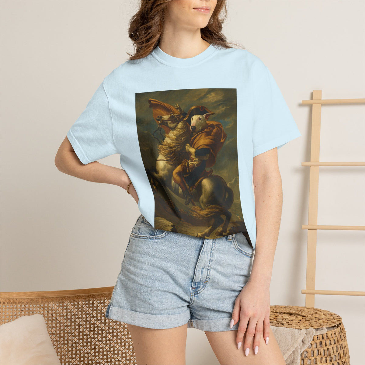 Bull Terrier Napoleon Crossing the Alps — after Jacques-Louis David, 1801 | Garment-Dyed Tee