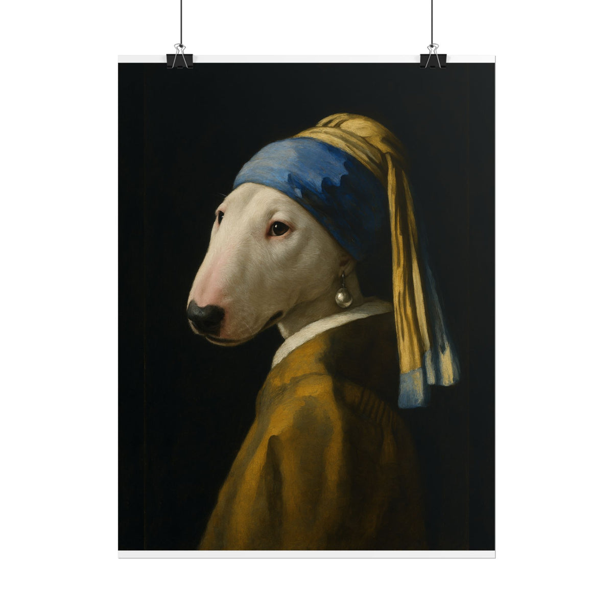 Bull Terrier Girl With A Pearl Earring — after Johannes Vermeer, c.1665 | Print