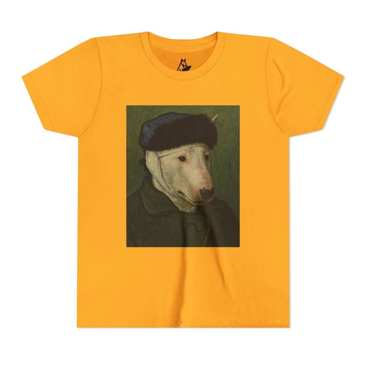 Bull Terrier Self-Portrait with Bandaged Ear — after Vincent van Gogh, 1889 | Youth Tee