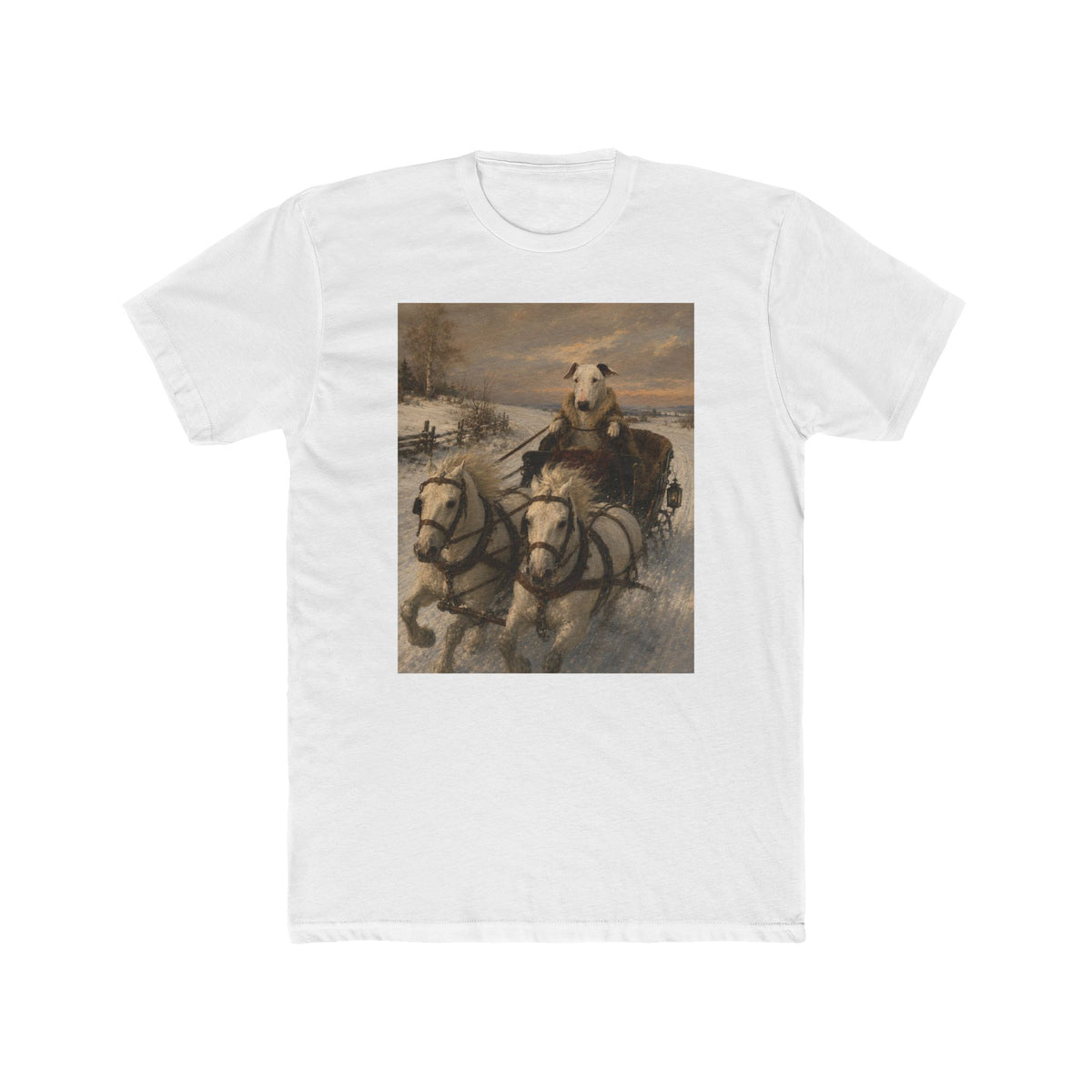 Bull Terrier Sleigh Ride — after Alfred Wierusz-Kowalski, c.1890 | Tee