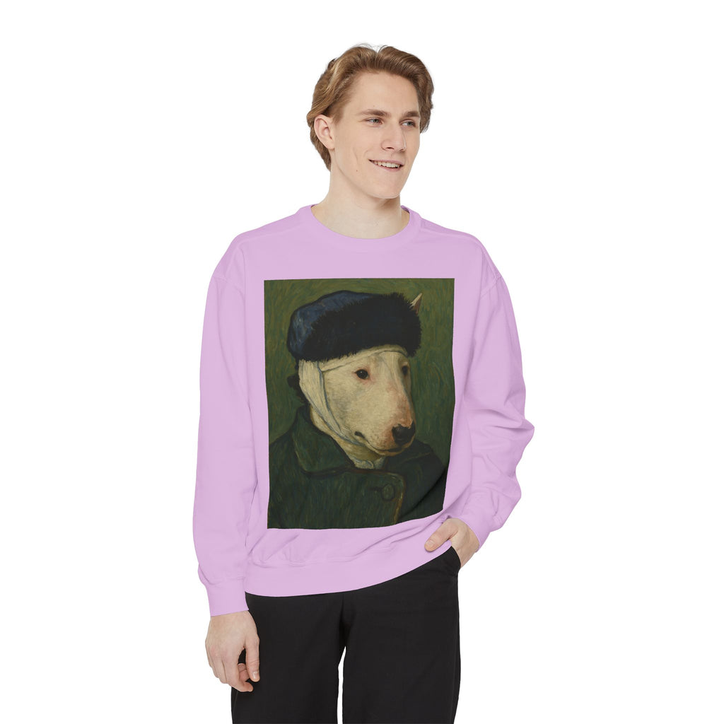 Bull Terrier Self-Portrait with Bandaged Ear — after Vincent van Gogh, 1889 | Crewneck