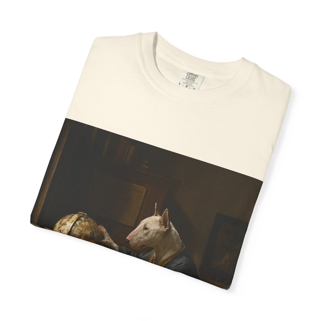 Bull Terrier The Astronomer — after Johannes Vermeer, 1668 | Garment-Dyed Tee