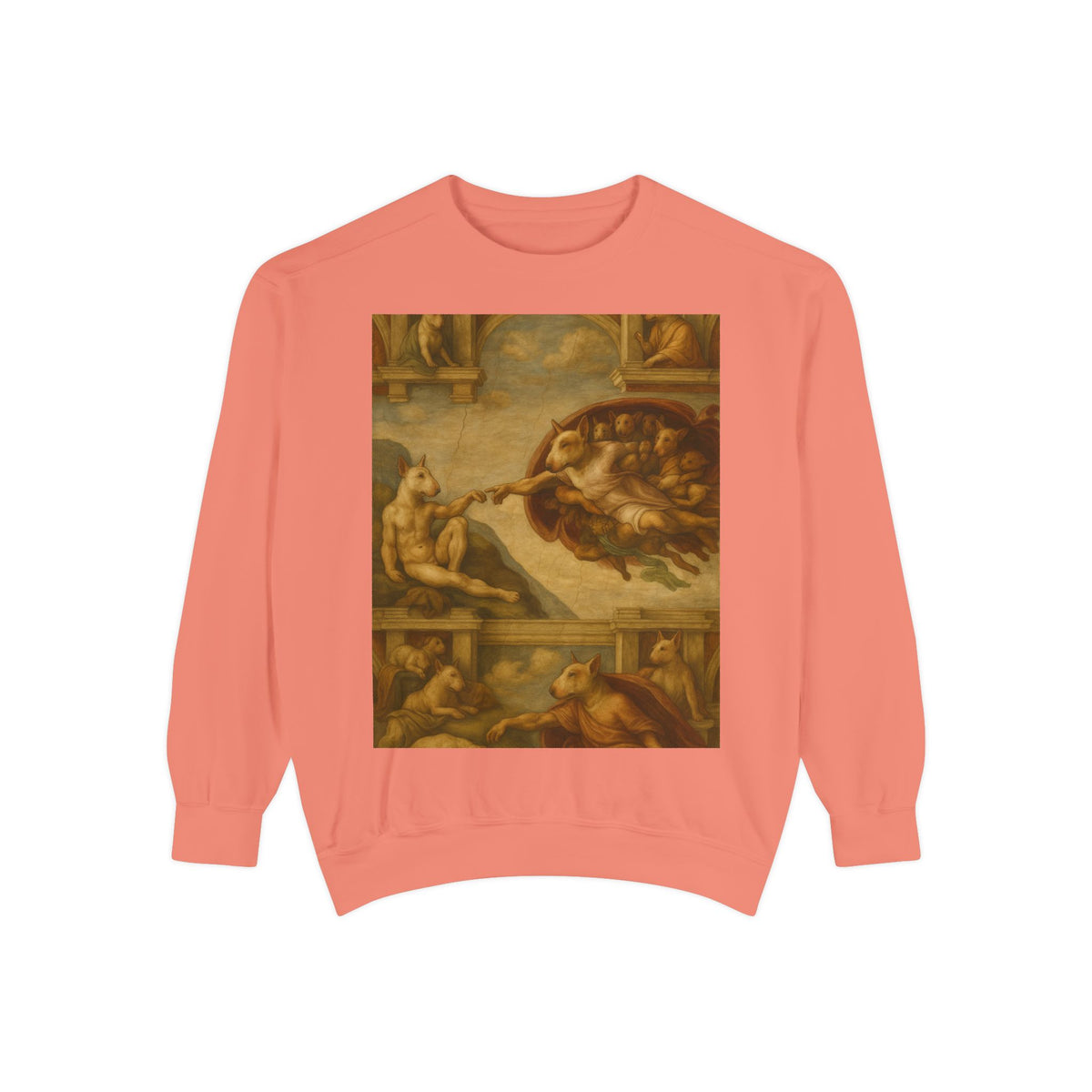 Bull Terrier The Creation of Adam — after Michelangelo, 1512 | Crewneck