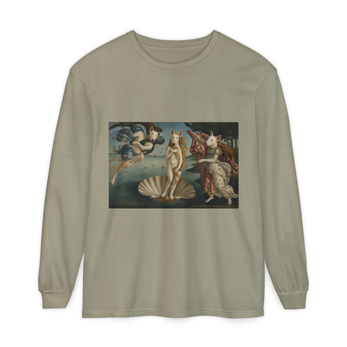 Bull Terrier The Birth of Venus — after Sandro Botticelli, c.1485 | Long Sleeve